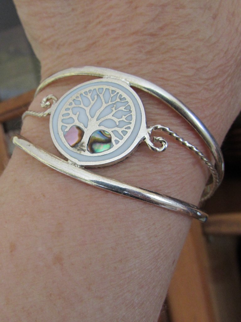 Alpaca Mexico Tree Of Life Abalone Mother Of Pearl Cuff Bracelet